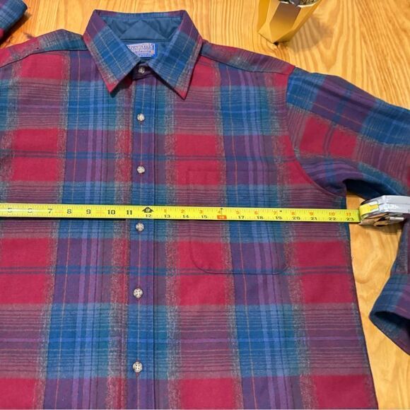 Vintage Pendleton Wool Plaid Button Shirt Size Men’s MED Red/Blue - Picture 4 of 6